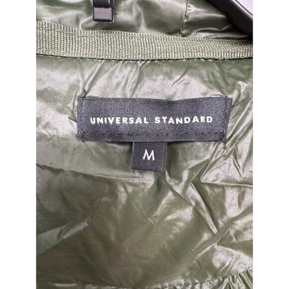 Universal Standards Womens Puffer Bomber Jacket Gray M Button Long Sleeve NWOT - Picture 5 of 5